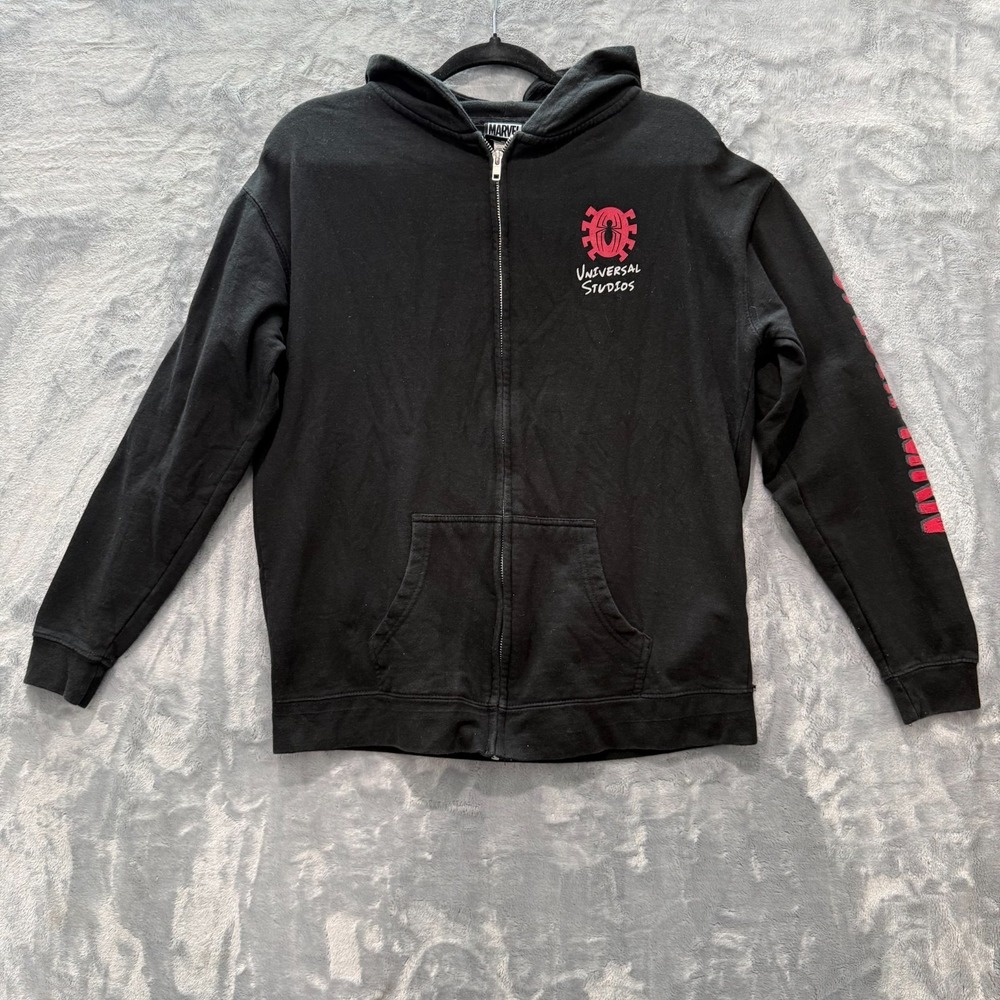 Marvel Hoodie Jacket Youth XL Black Full Zip Spider-Man Universal Studios